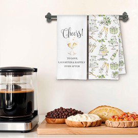 ChenCraty Wedding Engagement Gifts for Couples Newlyweds Kitchen Towels, Bridal Shower Gifts Dish Tea Towel for Kitchen, Just Married Gifts Decorative Hand Towels for Bathroom, 16x24 Inches Set of 2