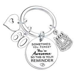 Nfyxcaz 60th Birthday Keychain Gifts for Women Men Inspirational Birthday Keyring for Friends BBF Happy Birthday Keychain Gifts (60th birthday keychain)
