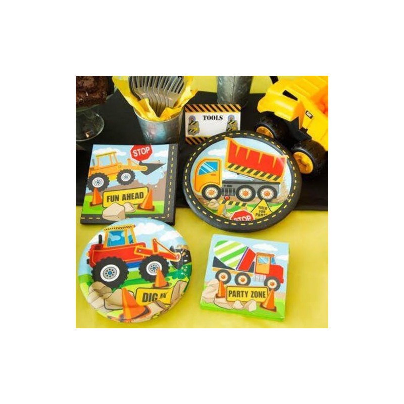 Multicolored Construction Party Beverage Napkins, 16-Pack - Perfect for Kids'