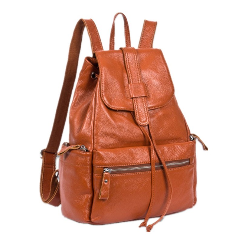 DRF Women Leather Backpack Purse Weekend Daypack Travel BG-121 (Brown)