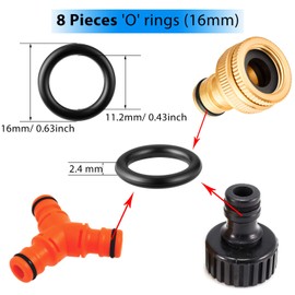 24 Pieces Rubber Hose Washer Tap Sealing Rings Set with 2 Pieces 12 mm PTFE Thread Seal Tape, Including 1/2 Inch Tap Connector Washer, Hose O Rings and 3/4 Inch Shower Hose Washers for Garden Fitting