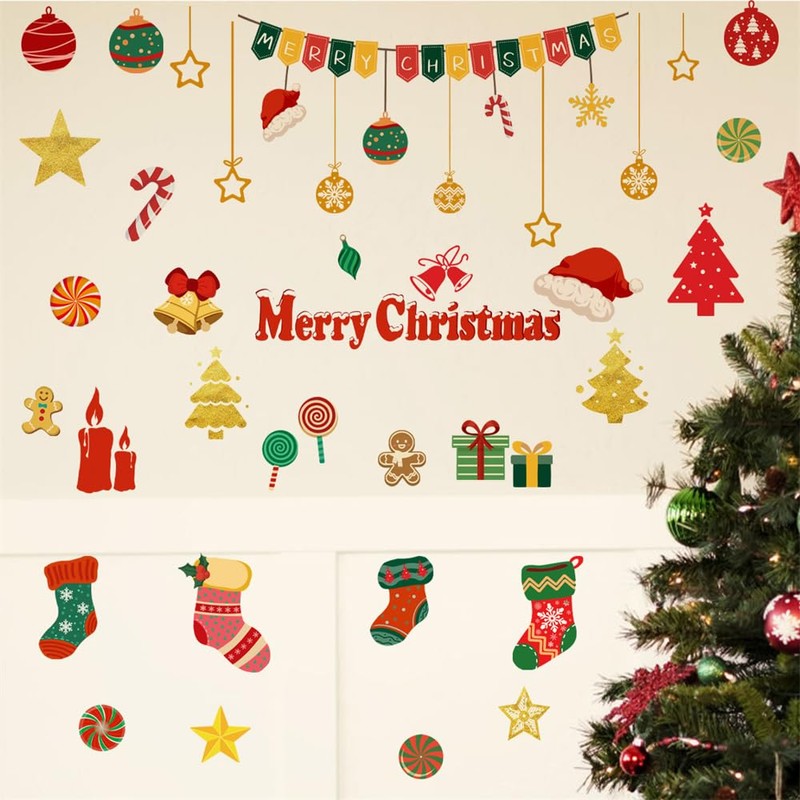 Condessacity Christmas Wall Sticker, Christmas Decoration, Sticker, Sticker, Diy, Hat,