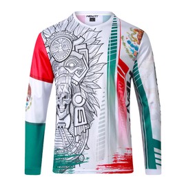MENUTT Racing Men's Long Sleeve Off-Road Mexico Jersey Mountain Bike MTB Jersey Downhill&Motocross Shirts