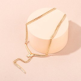 TseenYi Snake Pendant Necklace Chunky Chain Y Necklace Gothic Snake Necklace Punk Snake Drop Necklace Chain Jewellery for Women and Girls (Gold)
