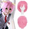 S-noilite Women Mens Male Short Dark Pink Wig Anime Cosplay