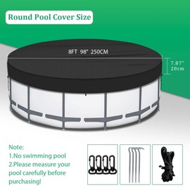 RICHIE 8FT Pool Cover, Round Solar Cover for Above Ground Pool, Heavy Duty 420D Oxford Waterproof Cover, Perfect to Keep Swimming Pool Clean