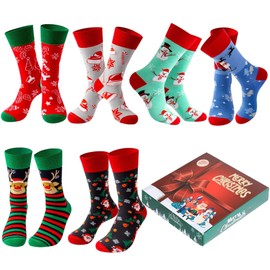 TENYSAF Fun Christmas Socks for Men - Funny Xmas Gifts for Men and Women Novelty Cozy Unisex Crew Cotton Sock Set