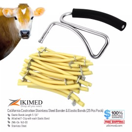 zikimed California Bloodless Castration Stainless Steel Bander & Bands (25 pk) Kit