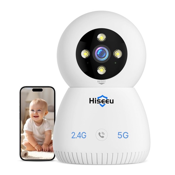 Hiseeu Indoor Securit Camera 2.4G/5G, 5MP Baby Monitor Pet Camera