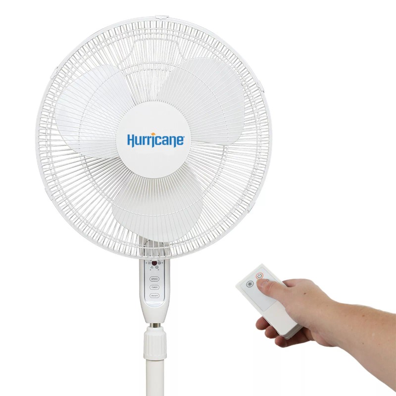 Hurricane Supreme Oscillating Stand Fan w/ Remote 16 in White