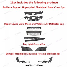 Unbranded 11PC For Sonic 2012-2016 Bumper Radiator Support Cover Chrome Grille Mesh Kit