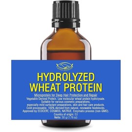 HYDROLYZED WHEAT PROTEIN - Liquid - 50g | 1.76oz - Microprotein for Hair, Skin, Baby Care, Body Wash, Sensitive Skin - Deep Hair Protection, Restructuring and Repair - Shampoos, Conditioners