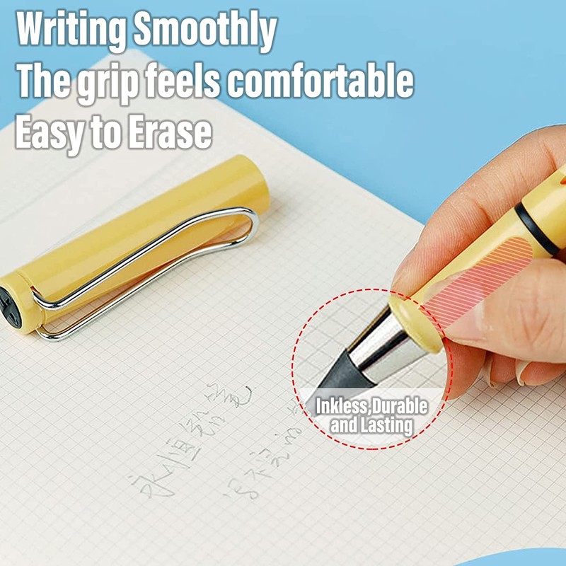 6 Pcs Everlasting Pencil with 6Pcs Replacement Nibs, Inkless Pencil
