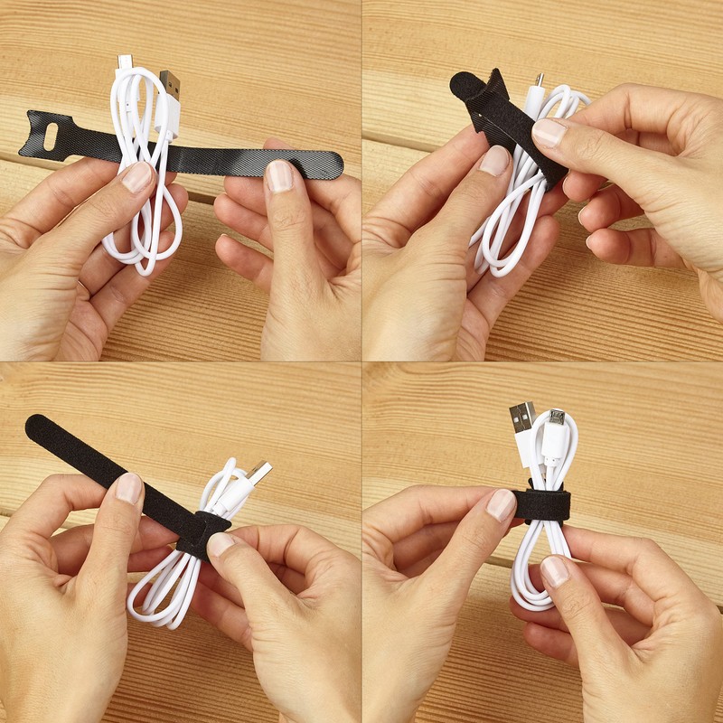 Reusable Cable Ties Black: 200 x 6in Hook and Loop