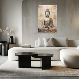 OAAPITI Buddha Wall Art Vintage Buddha Painting Print For Living Room Bedroom Yoga Room Buddhist Meditation Room Home Decorations(Artwork-3,12"x18")