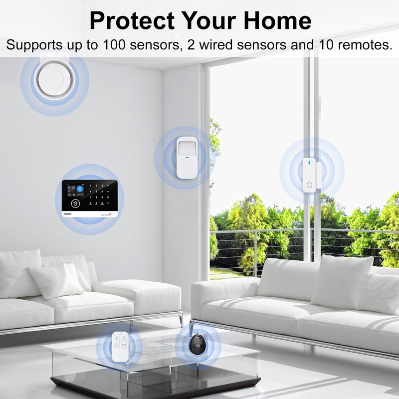 Home Security System, 4G/WiFi GSM SMS Wireless Home Alarm System