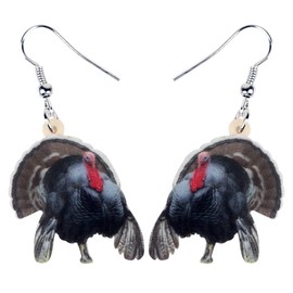 NEWEI Acrylic Thanksgiving Anime Turkey Earrings for Women kid Girl Charm Jewelry Gifts (Black)