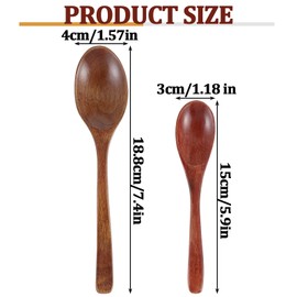 Oruola 4pcs Wooden Spoon for Honey,5.9 & 7.4 In Wooden Spoons for Eating,Wood Utensils Set,Small Wooden Spoons for Tea Coffee Jam Sugar Ice Cream and Bath Salts Stirring Spoons