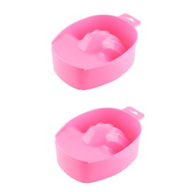 2 Pack Nail Soaking Bowl Set Heat-Resistant Gel Polish Remover Bowl with Non-Slip Base Ergonomic Design for Home Salon & Professional Use (Pink)