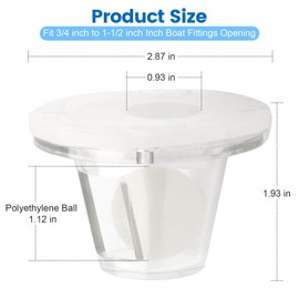 QCG Boat Scupper Drain Valve Self-Bailing Ball Fits 3/4 Inch to 1-1/2 Inch Boats Scuppers Openings, Efficient Self-Bailing Boat Ball Scuppers, Clear (1 Pack)