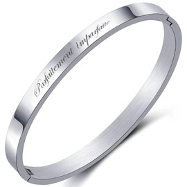 AURSTORE® 316L Stainless Steel Bangle with Inspirational Sayings, Width 4mm, Multiple Messages to Choose From Silver, 19cm, Stainless Steel, No Stone, Stainless Steel, without stone