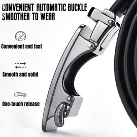 Automatic Leather Belt Men's Ratchet Adjustable Men's Leather Belt, Men's Belt Without Holes, Adjustable Belt Men, Nylon Men's Belt for Men Business Suit, Size Adjusted, 35 mm, black