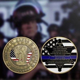 5 Pcs Police Officers Motto Challenge Coin Saint Michael Prayer Thin Blue Line Coin Law Enforcement Gift
