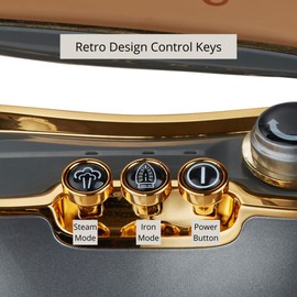 SALAV® Retro Edition Duopress Handheld Garment Steamer and Iron, Ceramic Plate, 1000 watts of Steam, Removes Wrinkles on Clothes, Vintage Style No Drip Steam, Titanium