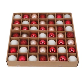 Christmas Ball Ornaments, Home Accents Hanging Ornaments 49 Pieces of Shatterproof Plastic Christmas Balls with Rings (Red White)