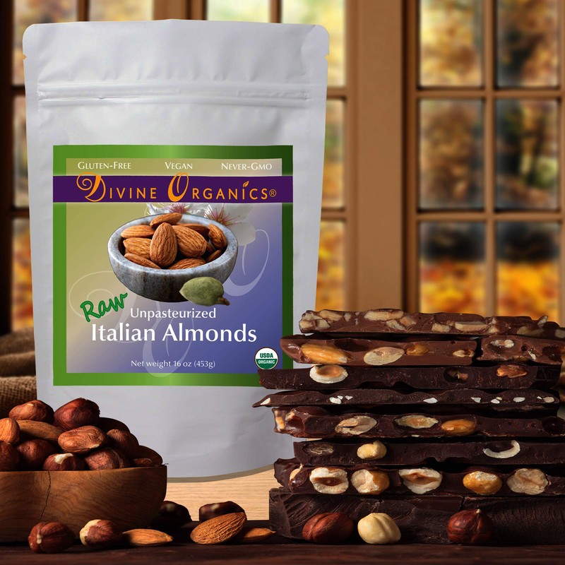 Raw Italian Almonds Divine Organics 16 oz 453 grams (16