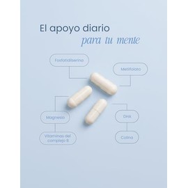 nutriADN Mind Support | Suplemento Alimenticio con Omega 3 Vegano DHA (300 MG), Fosfatidilserina, Colina, Magnesio y Complejo B | 60 Cápsulas de 700 m