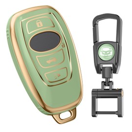 for Subaru Key Fob Cover with Keychain.No Screws Required for Installation. Compatible with Forester Outback BRZ Legacy CrossTrek Ascent WRX (Green)