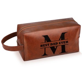 Yeyeplum Best Dad Ever Gifts Letter M Travel Toiletry Bag for Men Christmas Personlized Dad Gifts from Daughter Wife Son Toiletry Bag Gift for Birthday Father's Day Valentine's Day Wedding
