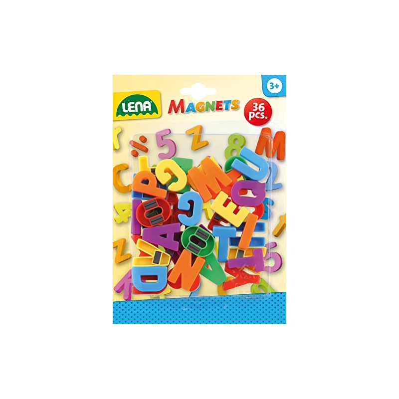 Lena 65745 Magnet Großbuchstaben, ca. 3 cm, 36 Stück, Mehrfarbig,