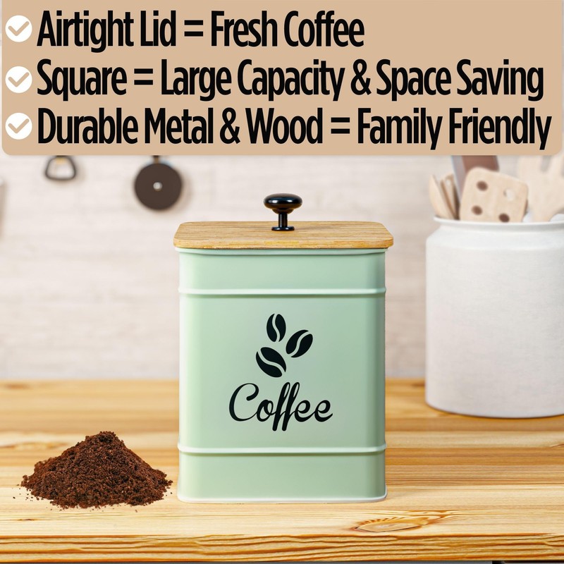 Airtight Coffee Canister - 40 oz Large Iron Sage Green