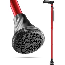 HONEYBULL Walking Cane for Men & Women – Foldable, Adjustable, Lightweight Cane with Air Cushion Tip for Stability & Ergonomic Grip, Heavy Duty Walking Sticks for Seniors (Red)