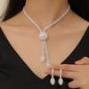 Wedding Jewelry Set for Women Sliver Rhinestone Earring Necklace Sets