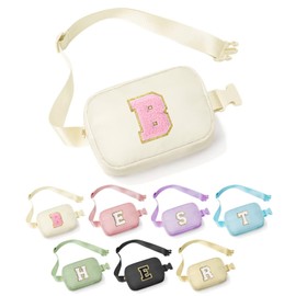 YOOLIFE Bridesmaid Gifts - Bridesmaid Proposal Gift Wedding Day, Bridal Shower Gifts, Maid of Honor Gifts, Bachelorette Party Decorations Favors, White Initial Crossbody Bag Belt Bag B