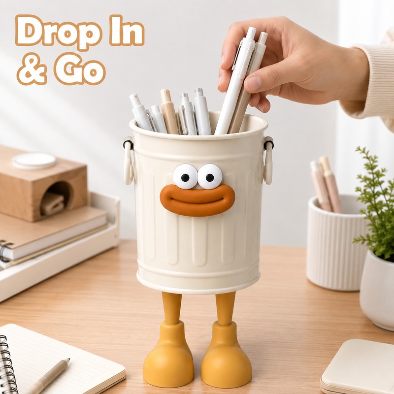 Cartoon Pen Holder for Desk Organization - ABS Stationery Storage