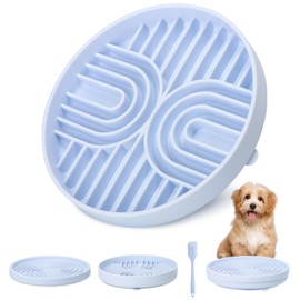 Comederos lentos 2 en 1 Perros con ventosas, Alfombrilla de Silicona para lamer, para Comida húmeda o Seca, Aptos para lavavajillas, Color Azul, Inclu