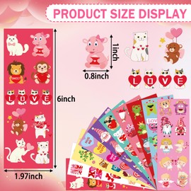 FEBSNOW Valentine Day Stickers, 120 Sheets Valentine Stickers for Kids Cute Over 1400pcs Animal Heart Labels Sticker for kids Holiday Love Stickers Crafts for Valentine Day Party Favors Gifts Decor