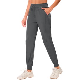 addigi Women's Joggers with Pockets High Waisted Drawstring Athletic Pants Lightweight Sweatpants for Women Workout Casual Jogging Dark Grey X-Large
