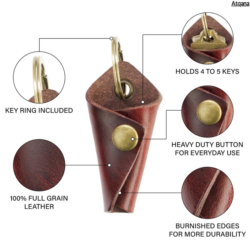 Atqana Leather Key Wrap Cover (Premium Leather) - Key Organizer