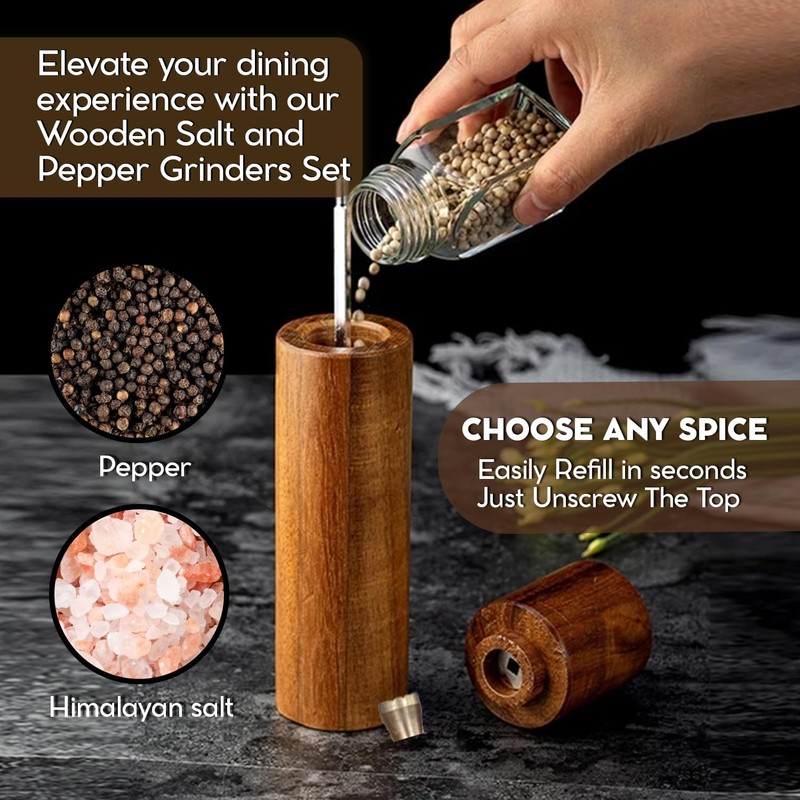 N NELIT Premium Wood Salt and Pepper Grinder Set -