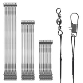 60pcs Fishing Leaders,14.7cm/20cm/24.7cm Stainless Steel Leader Line Wire Heavy Fishing Wire Leader with Barrel Swivel Duo Lock Snaps Connecting Fishing Tackle Lure or Hook Black