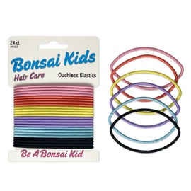 Girls Ouchless Hair Elastics - Pain-Free 24 Count Assorted Colors - Ideal for Fine to Curly Hair - Gentle on Sensitive Scalps - Perfect for Ponytails - Hair Accessories for Kids and Adults
