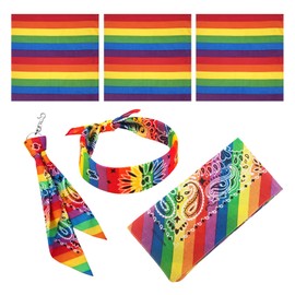 Aynaxcol 6 Pieces Rainbow Pride Bandana Square Scarf Gay Pride Bandana Headband Scarf for Party Celebration Supplies