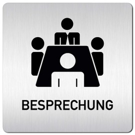 Türschilder24 XXL Door Sign 125 x 125 mm Meeting 005 1.5 mm Aluminium Solid Material 100% Made in Germany