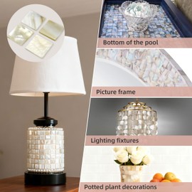 IIUIKOO Mother of Pearl Mosaic Tiles, 0.8 Inch Square Peel and Stick Natural Shell Tiles for Backsplash, Home Decor, Crafts, DIY Art, Miniature Models (350 Pcs)