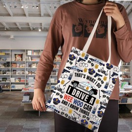 JNIAP Police Officer Gift I Drive a Wee Woo Car Tote Bag Police Academy Graduation Gift (Wee Woo Car Tote Bag)